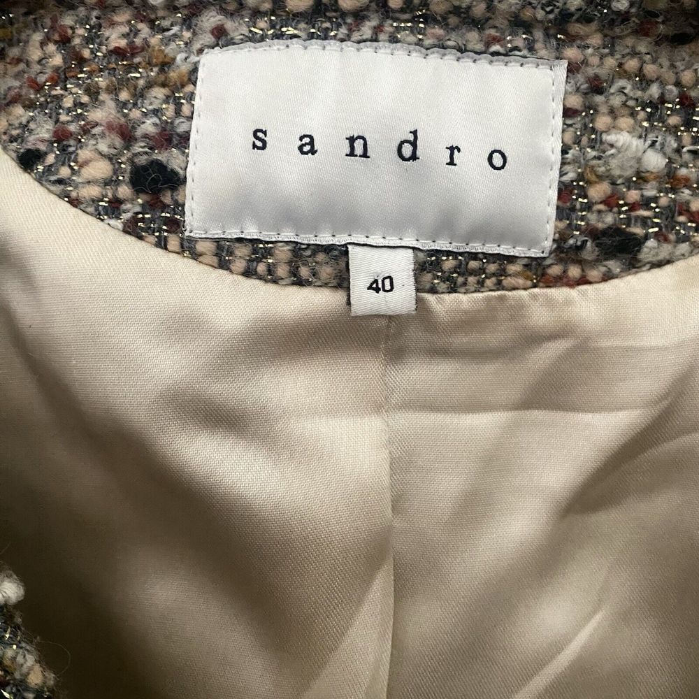 Sandro Paris Vertige Tweed Lamb Leather‎ Motorcycle Jacket - Picture 4 of 8